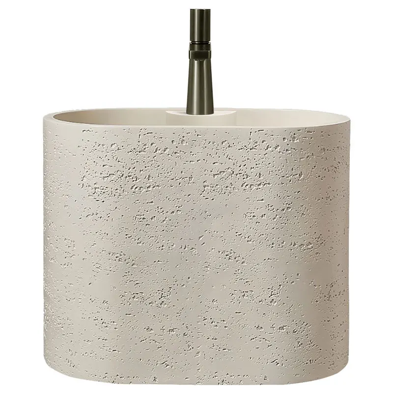 مغسلة Wabi Sandy Wind Travertine الفنية المثبتة على الحائط بحجم صغير