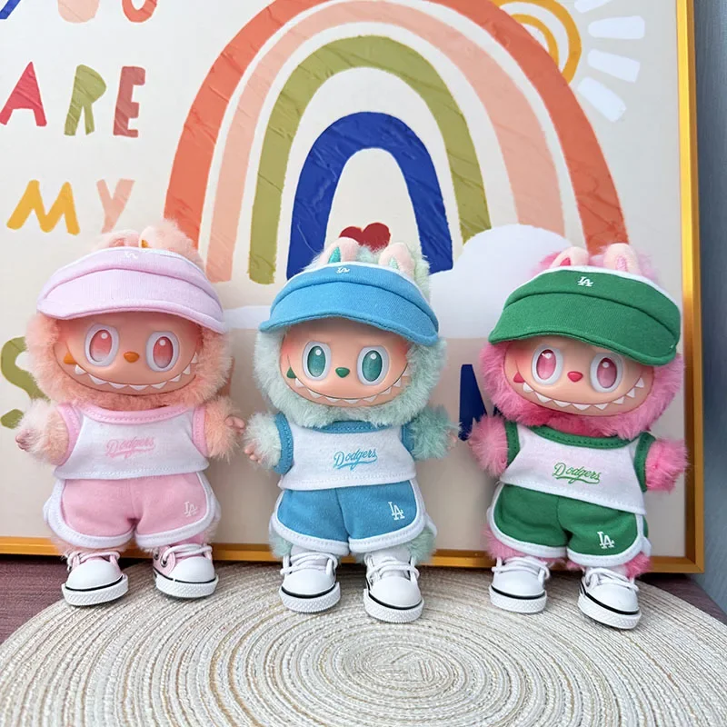 17cm Labubu Clothes Outfit Accessories for The Monster Korea Kpop Labubu Idol V1 V2 V3 Clothing Sports Suit Pendant Doll Wear