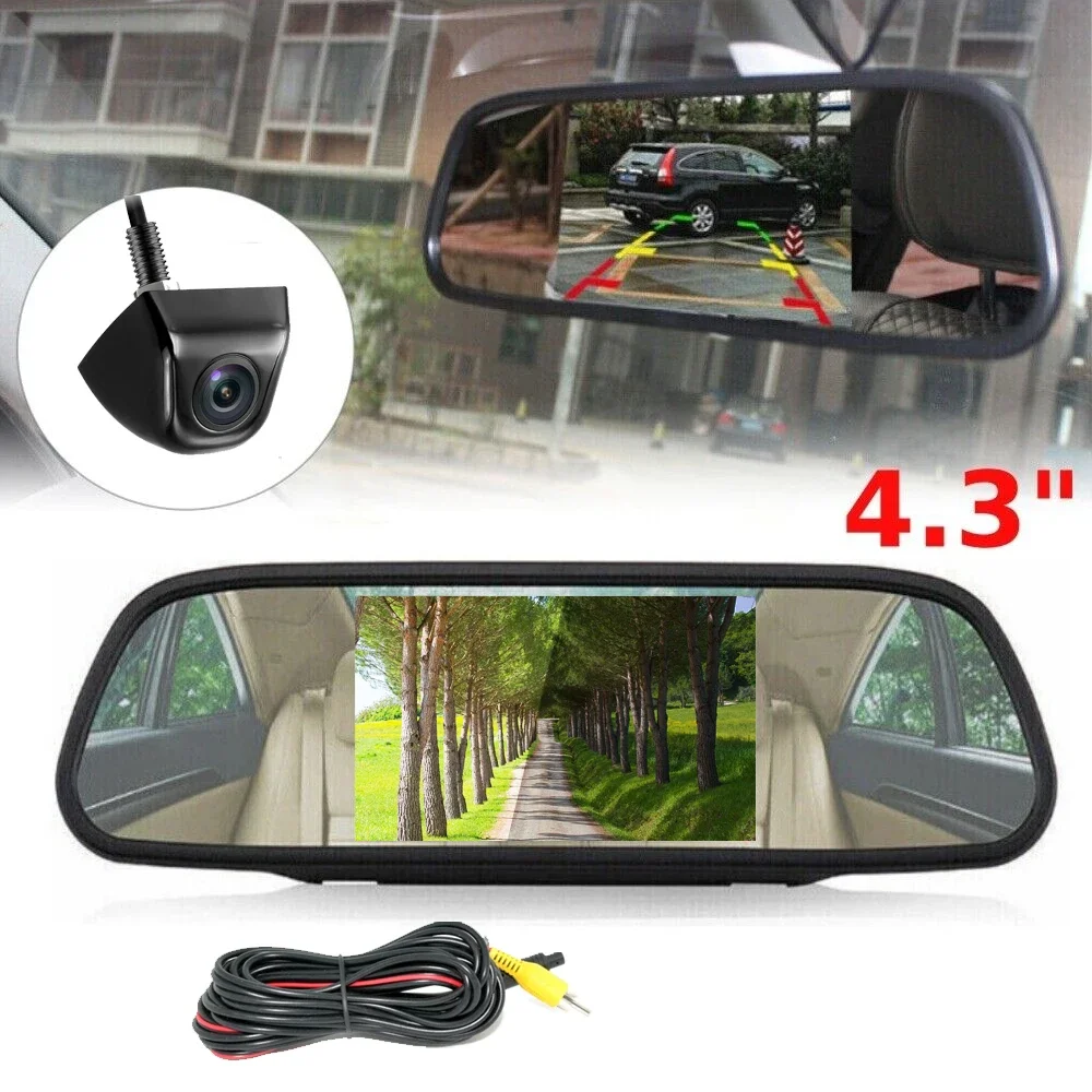 

Bileeko 4.3" Car Reversing Mirror Monitor Reversing Backup Camera Rear View Parking System