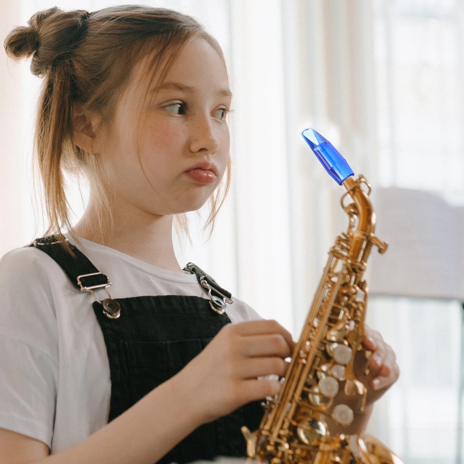 

Replacement Saxophone Mouthpiece Alto Accessory Instrument Blue Pads Transparent