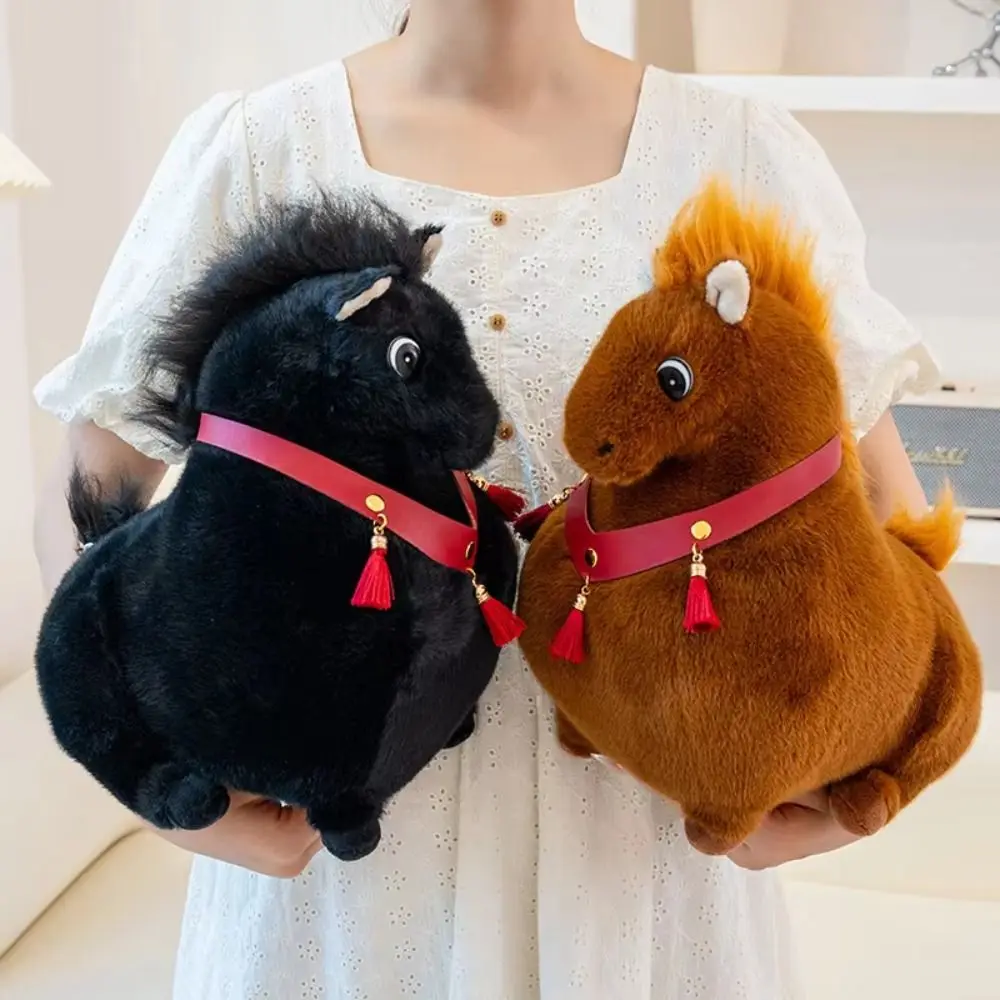 

Chubby Horse Horse Mascot Stuffed Animal PP Cotton Soft Plush Horse Plush Doll Portable Fluffy Fat Horse Plush Toy