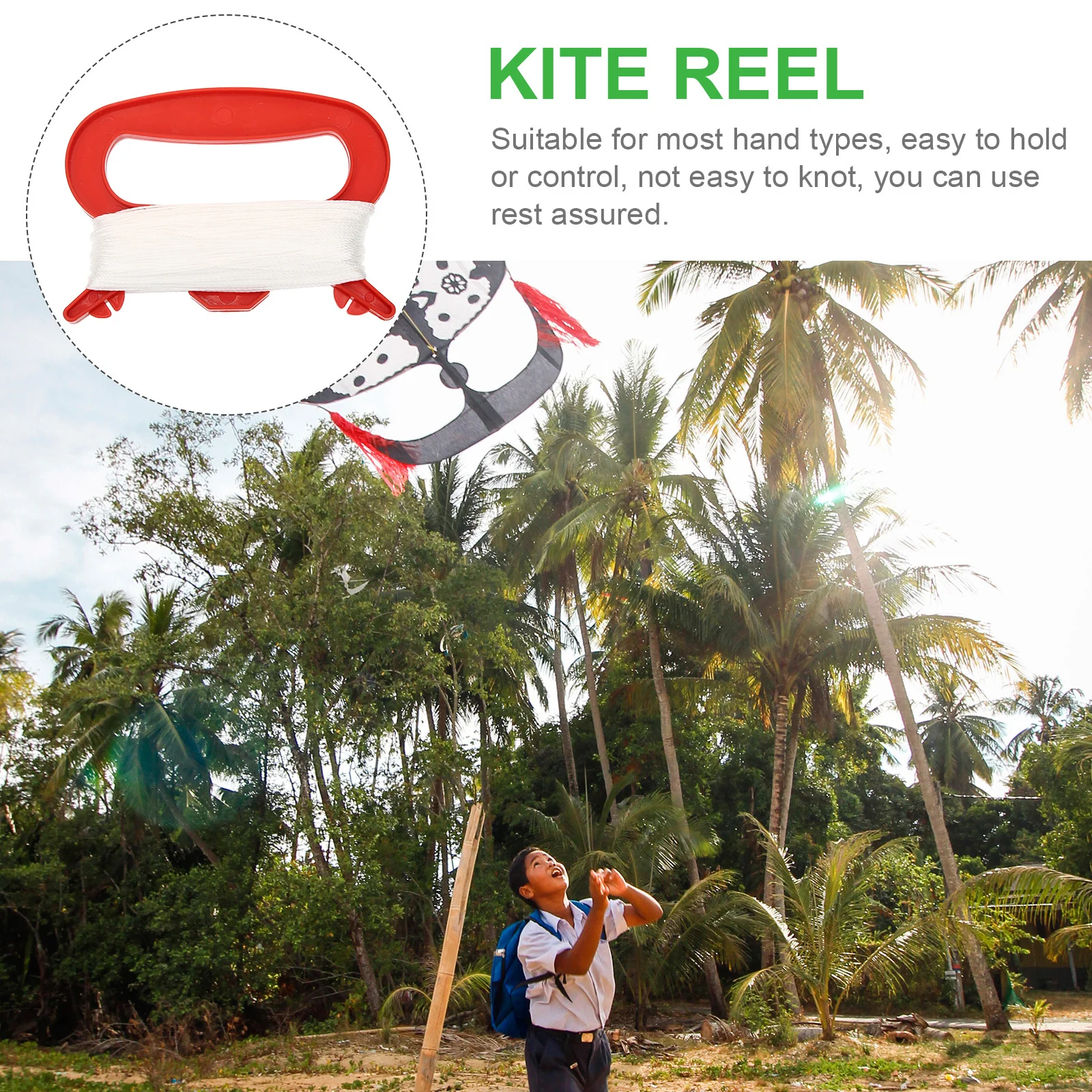 Bobine de cerf-volant portable 8 pièces avec bobine fiable pour débutant et professionnel, enroulement facile, prise confortable, activité de plein air
