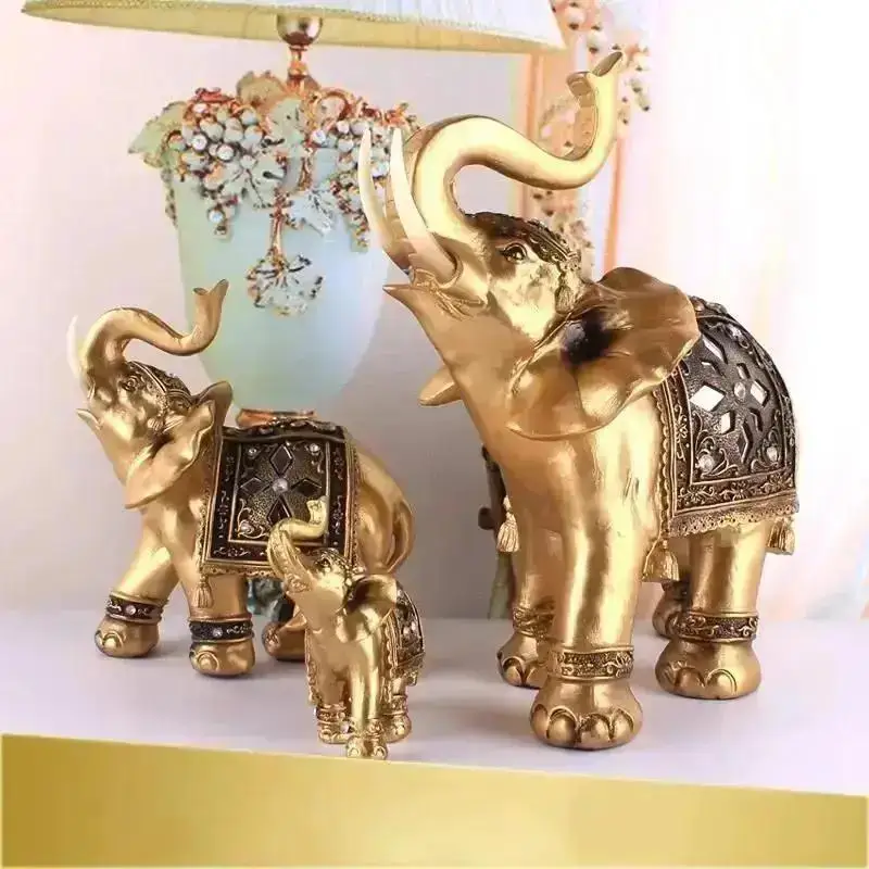 1 قطعة الفيل الذهب ديكور المنزل فنغ شوي الفيل جذع النحت محظوظ الثروة النحت الحرف اليدوية النحت الديكور #4