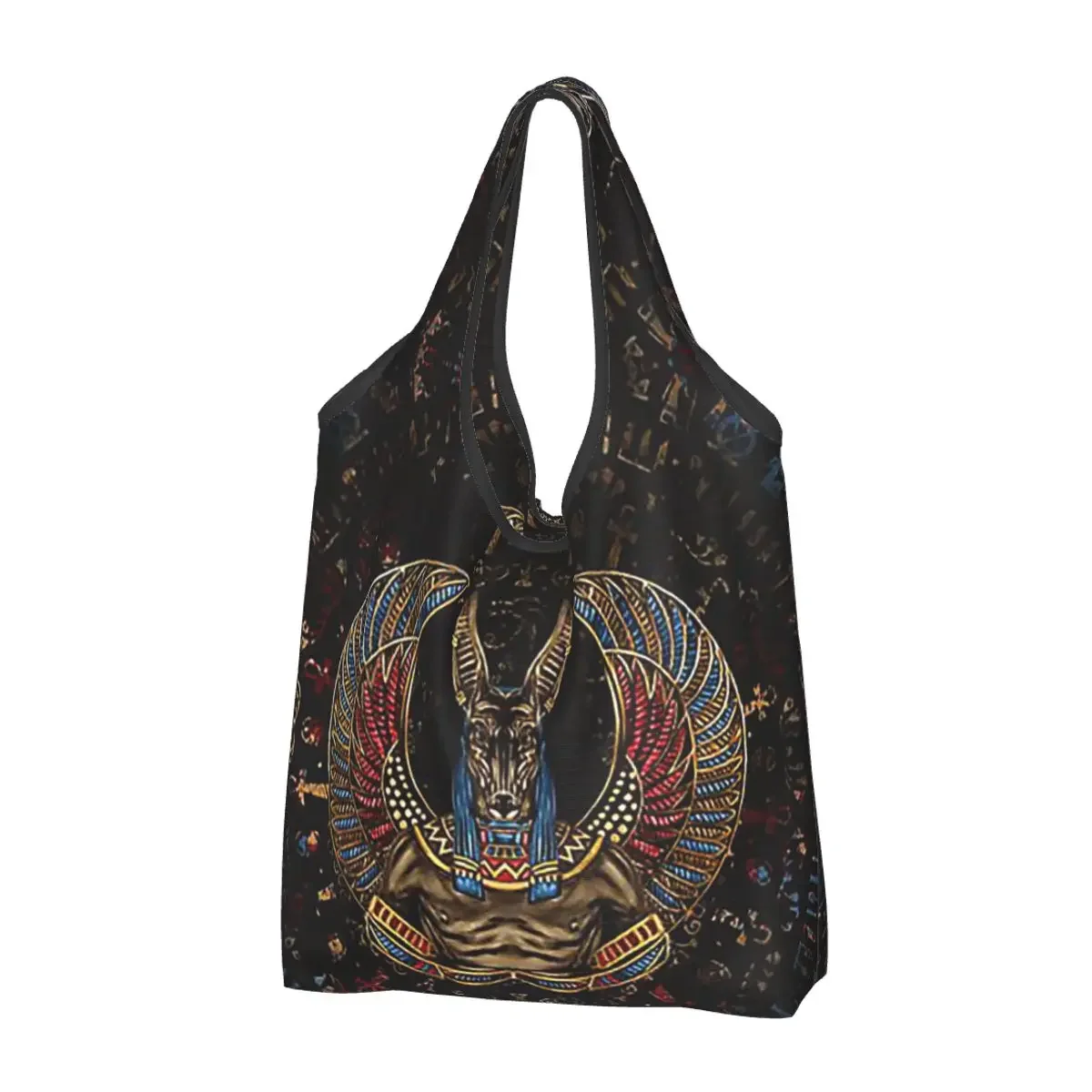 Anubis พระเจ้าอียิปต์แบบพกพา Tote ถุงช้อปปิ้งพับได้กระเป๋านักช้อปร้านขายของชํากระเป๋าถือกระเป๋าสะพาย