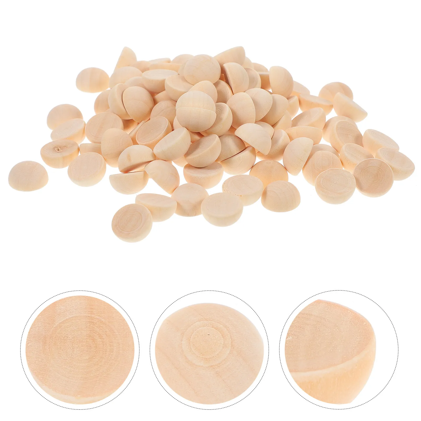 

100Pcs Unfinished Split Wood Ball Smooth Sturdy Mini Hemisphere for DIY Projects and Personalized Crafts Light Yellow 15mm