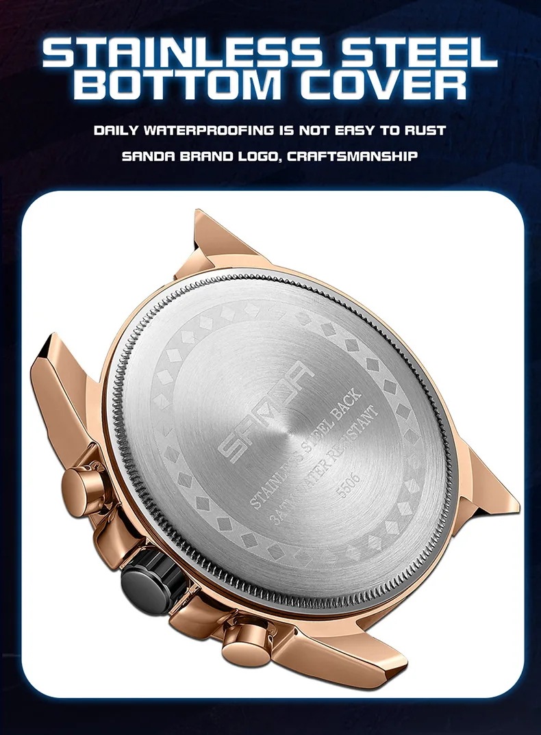 Sanda-Reloj de pulsera con correa de silicona blanda para hombre, cronógrafo a prueba de agua, movimiento de cuarzo, de negocios, a la moda, nuevo diseño, 5506, 2023