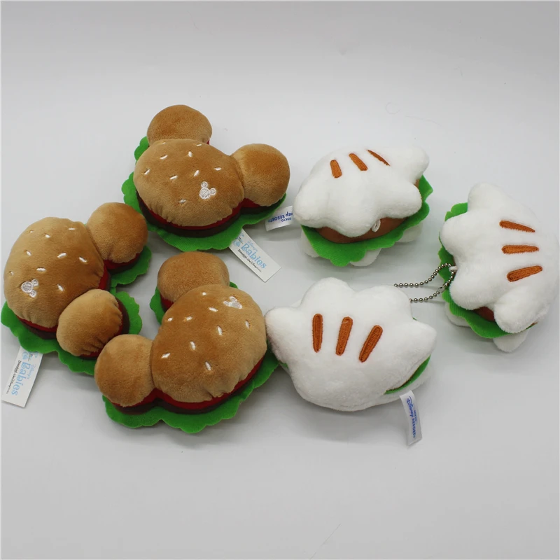 1piece Universal original Mickey mouse sandwiches Hamburg plush soft toys fridge magnet pendant toys