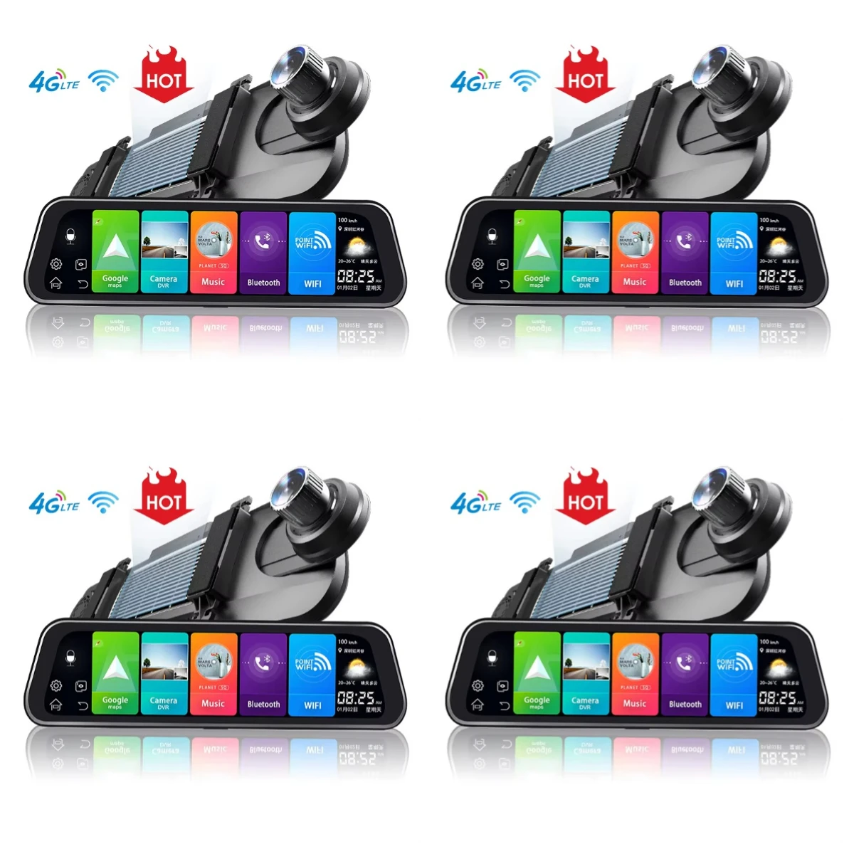 10inch Android 8.1 Rearview ADAS Dash Cam Video Recorder Full Touch IPS Navigator FHD 1080p 4G Dual Lens G-Sensor
