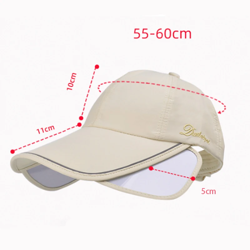 Retractable Wide Brim Baseball Cap Women UV Quick-Drying Waterproof Sun Protection Hat Outdoor Sports Golf Adjustable Summer Hat