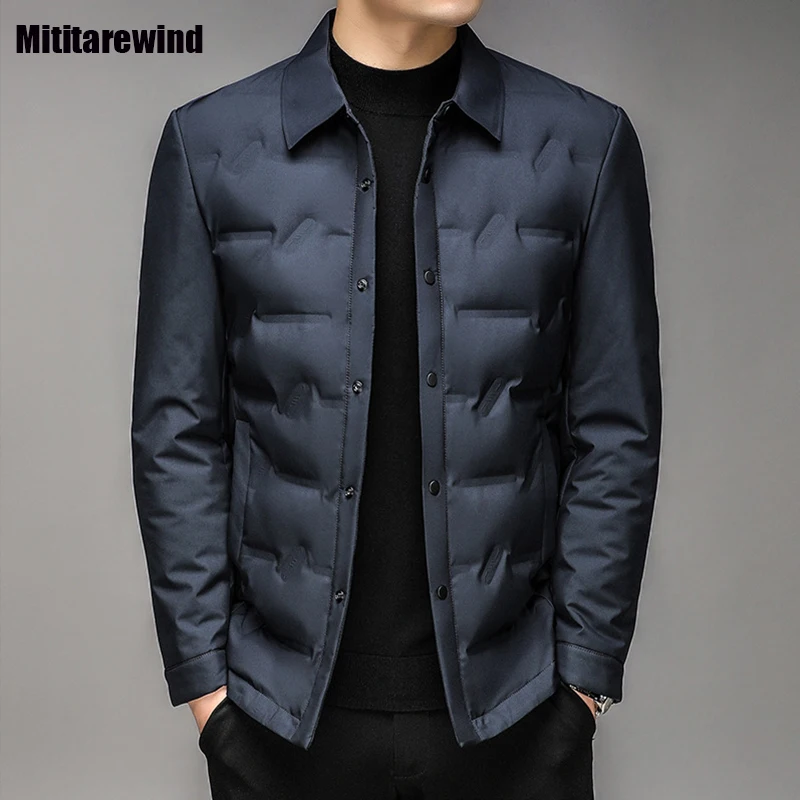 Mens Winter Jackets Brand Lightweight Down Jackets Men Business Casual Parka Lapel Single-breasted Down Coat Fashion Puffer Coat