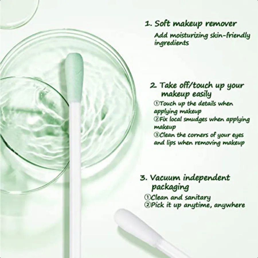 100 Stuks Katoen Make-Up Remover Wattenstaafjes Vitamine E LiquidFilled Wattenstaafjes Sticks Voor Oog Lip Wenkbrauw Wimper Make-Up Correctors R