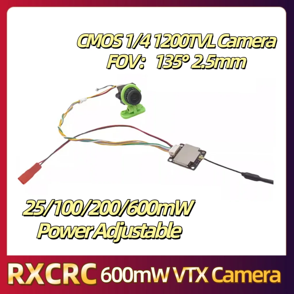 RXC 5.8G Module 48CH 600mW Power VTX Transmitter and CMOS 1200TVL 135°FOV 2.5mm Camera for RC FPV Long Range Fixed-wing Drones