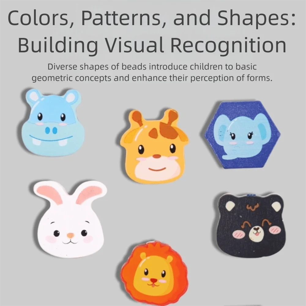 Perline di legno in legno Forme di animali Colorate Educazione precoce Design interattivo Conteggio Apprendimento Labirinto di perline Bambino