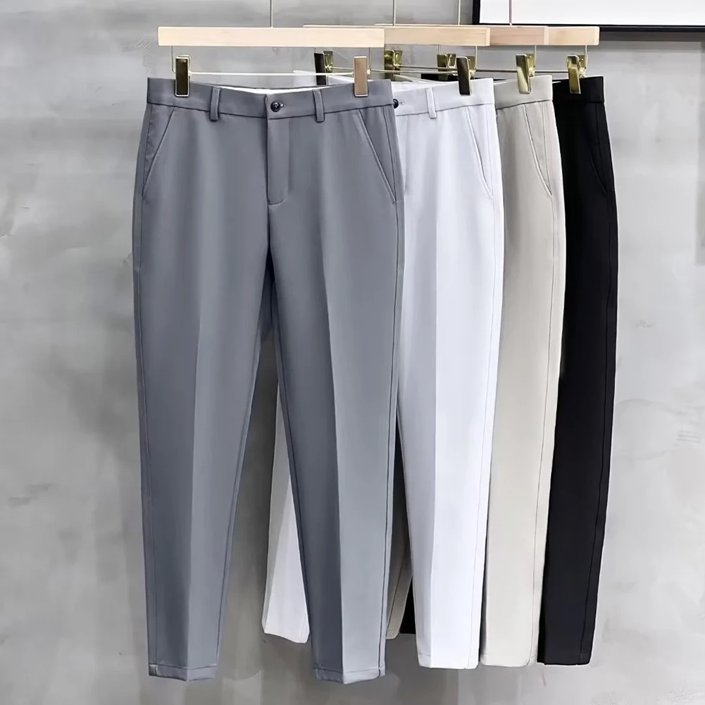 Männer Smart Casual Vielseitige Gerade Drapierte Casual Anzug Hosen Business Licht Reife Hosen Elastische Sport Gerade Bein Arbeit Hose