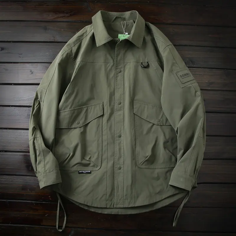 

Europe, America, there are large sizes, men's autumn lapel loose casual tooling jacket jacket top