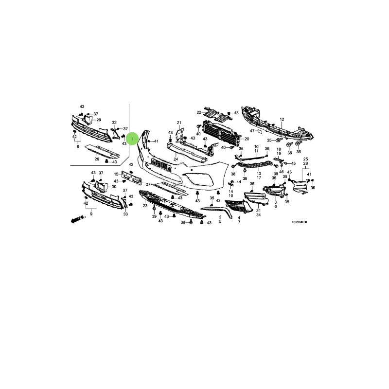 Ho nd a المصد الأمامي الداخلي/الصدمات (-'21) غطاء المصد الأمامي 04711TBXH00ZZ/04711-TBX-H00ZZ/04711 TBX H00ZZ #2