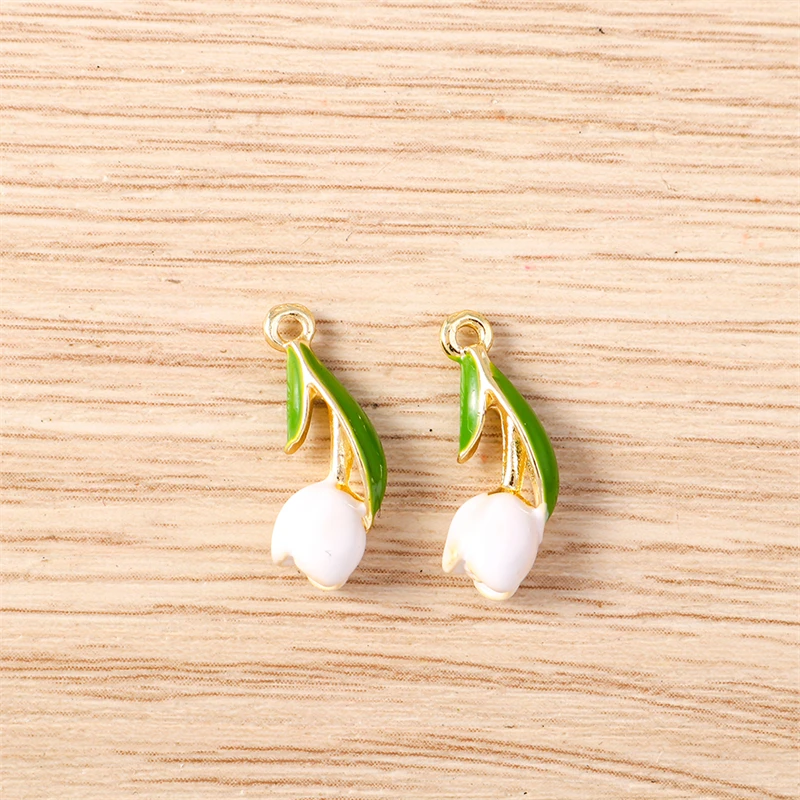 5 Stück 7x17mm Niedliche Bunte Emaille-Tulpenblumen-Anhänger für Schmuckherstellung, Ohrhänger, Halsketten, DIY-Bastelzubehör – Detail 10