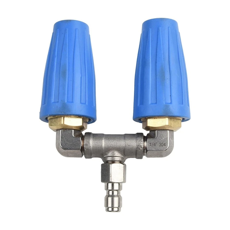 1Set High Pressure Washer Dual Tip Turbo Nozzle 4000PSI Pressure Rotating Dual Turbo Nozzle Spray Tip 1/4Inch Blue