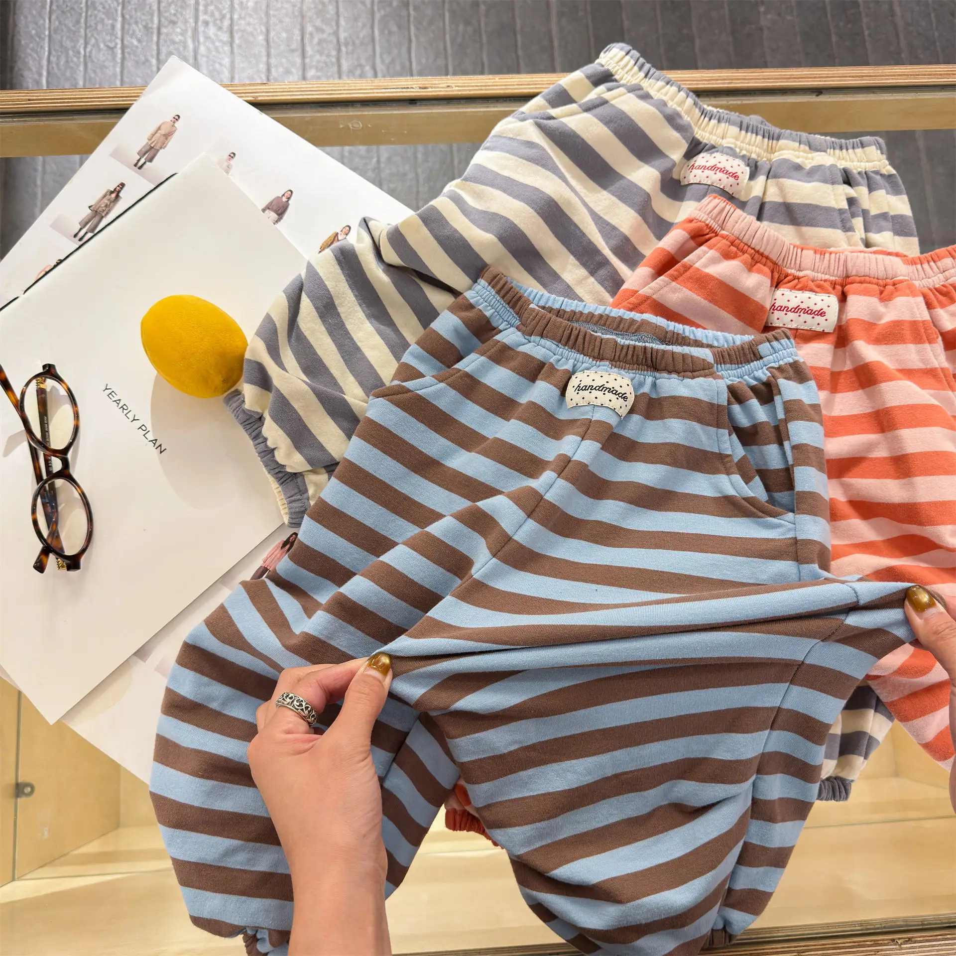 

2026 Spring New Children Casual Pants Cotton Girls Loose Striped Trousers Toddler Boys Versatile Sweatpants Kids Clothes