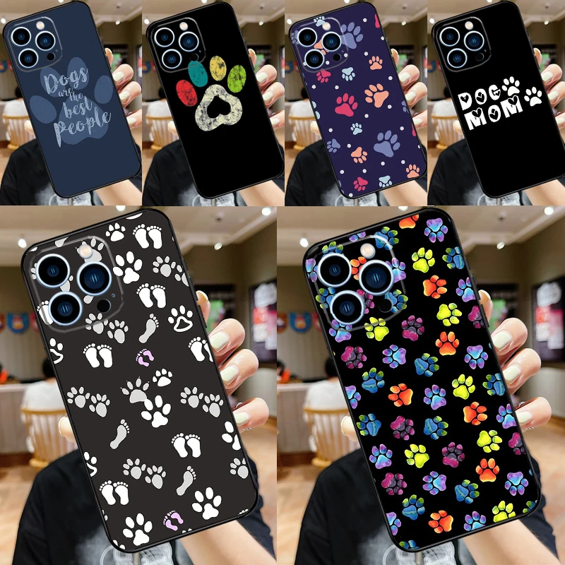 Dog foot print Paw Colorful Pattern Case For iPhone 16 15 14 13 12 11 Pro Max Mini 7 8 Plus X XS Max XR Full Protect Cover