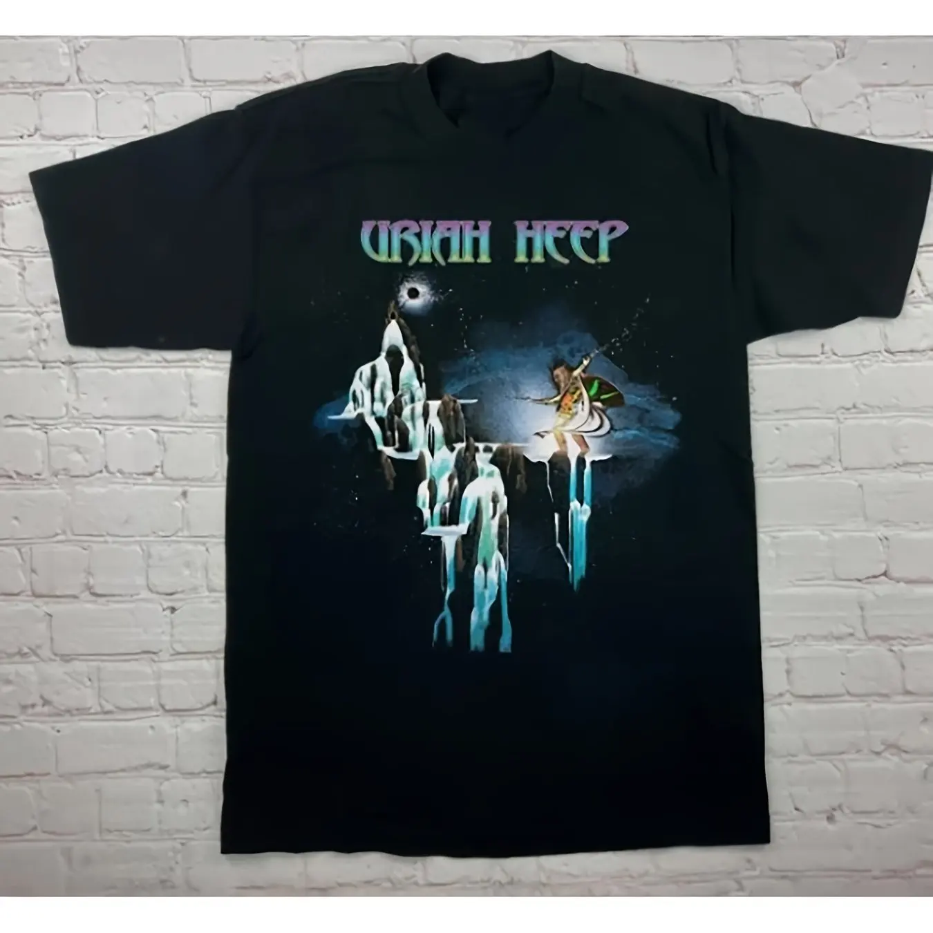 Camiseta de algodón con estampado de la banda Uriah Heep, modelo Devil and Wizard, para hombre, informal y moderna.