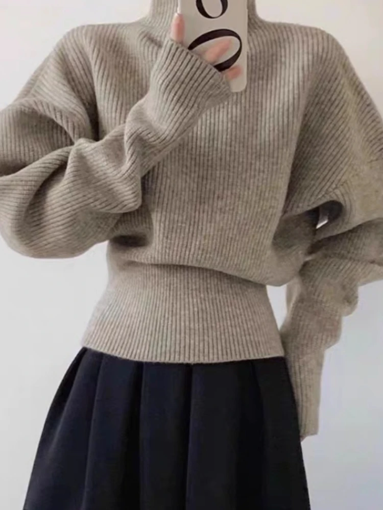 2026 Autumn Winter Women's Sweater Loose Casual Versatile Long Sleeve Knit Pullover Soft Comfortable Sweater Waist‑Cinching Tops