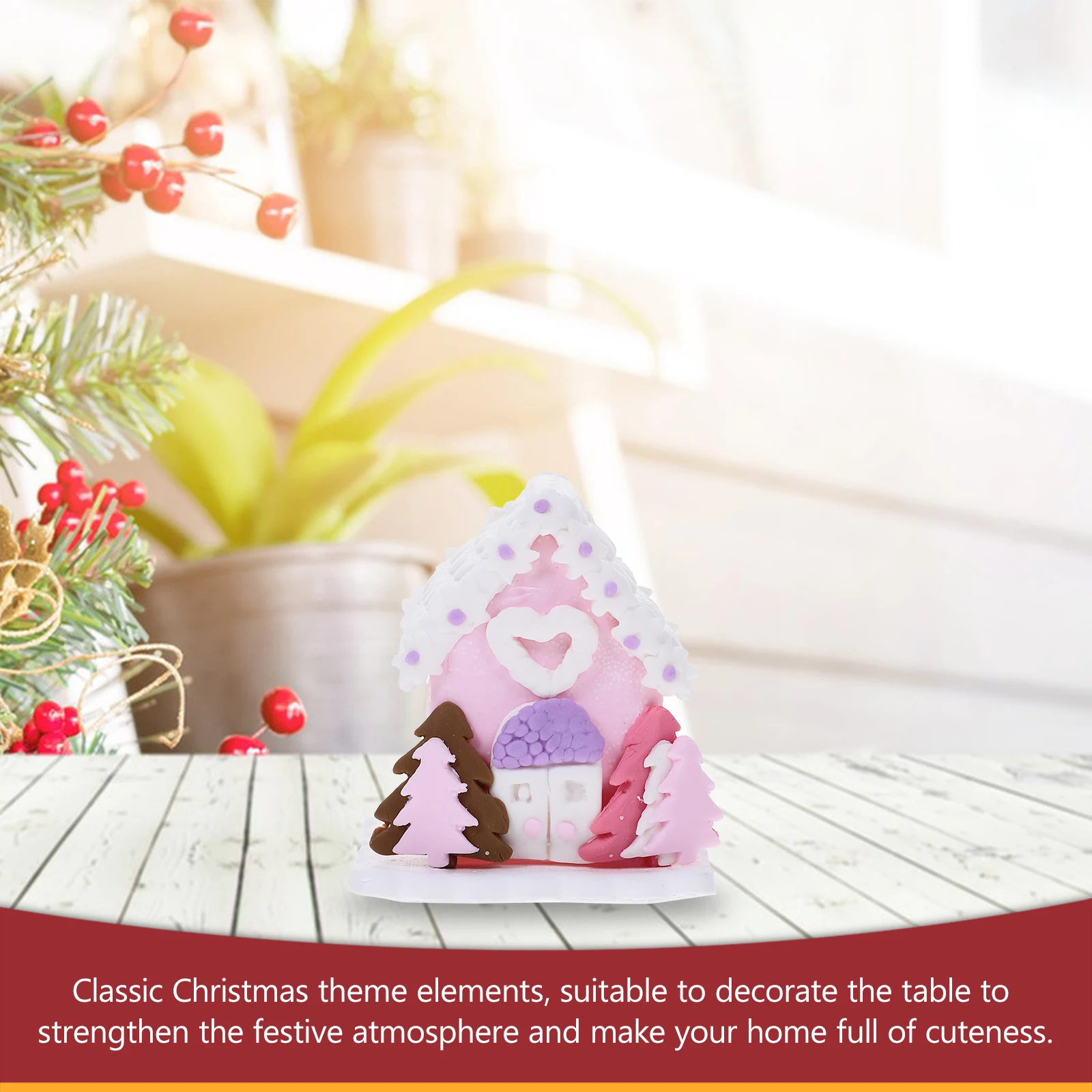 

Christmas House Decoration Decorations Mini Building Kit Dining Table Small Houses for Crafts Polymer Clay Miniatures