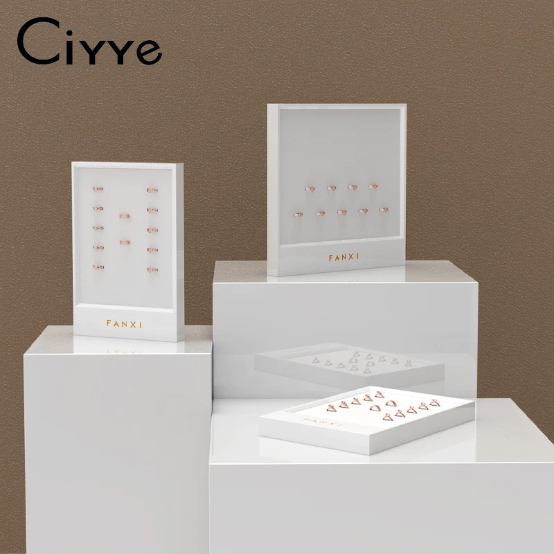 Ciyye Ring Display Stand for Jewelry Ring Storage Holder White Props Rings Showcase Rack Rings Photography Prop Display Plate