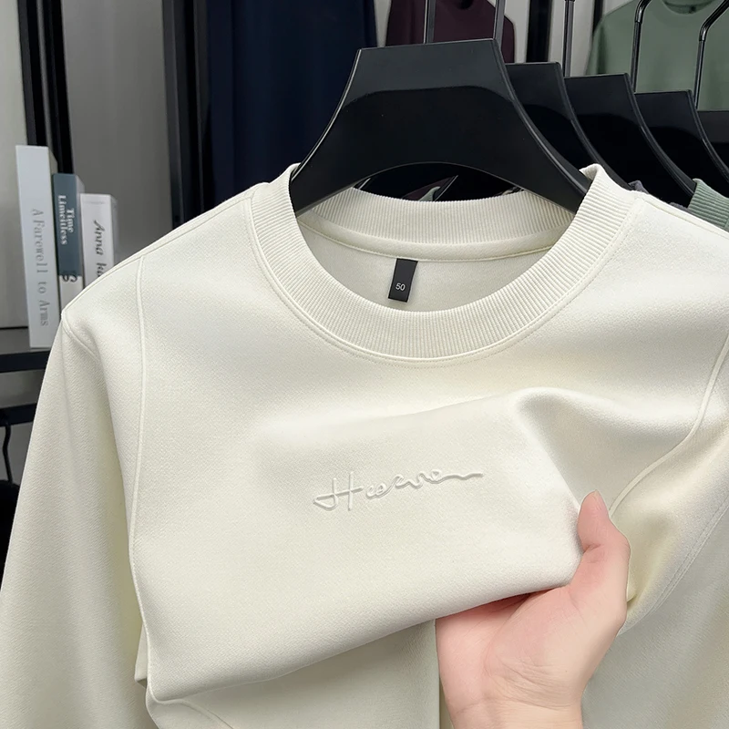 

Mens Sweatshirt Round Neck Long Sleeve Soft Fabric Anti Pilling Casual Fashion Simple Letter Embroidery Autumn Winter Mens Wear