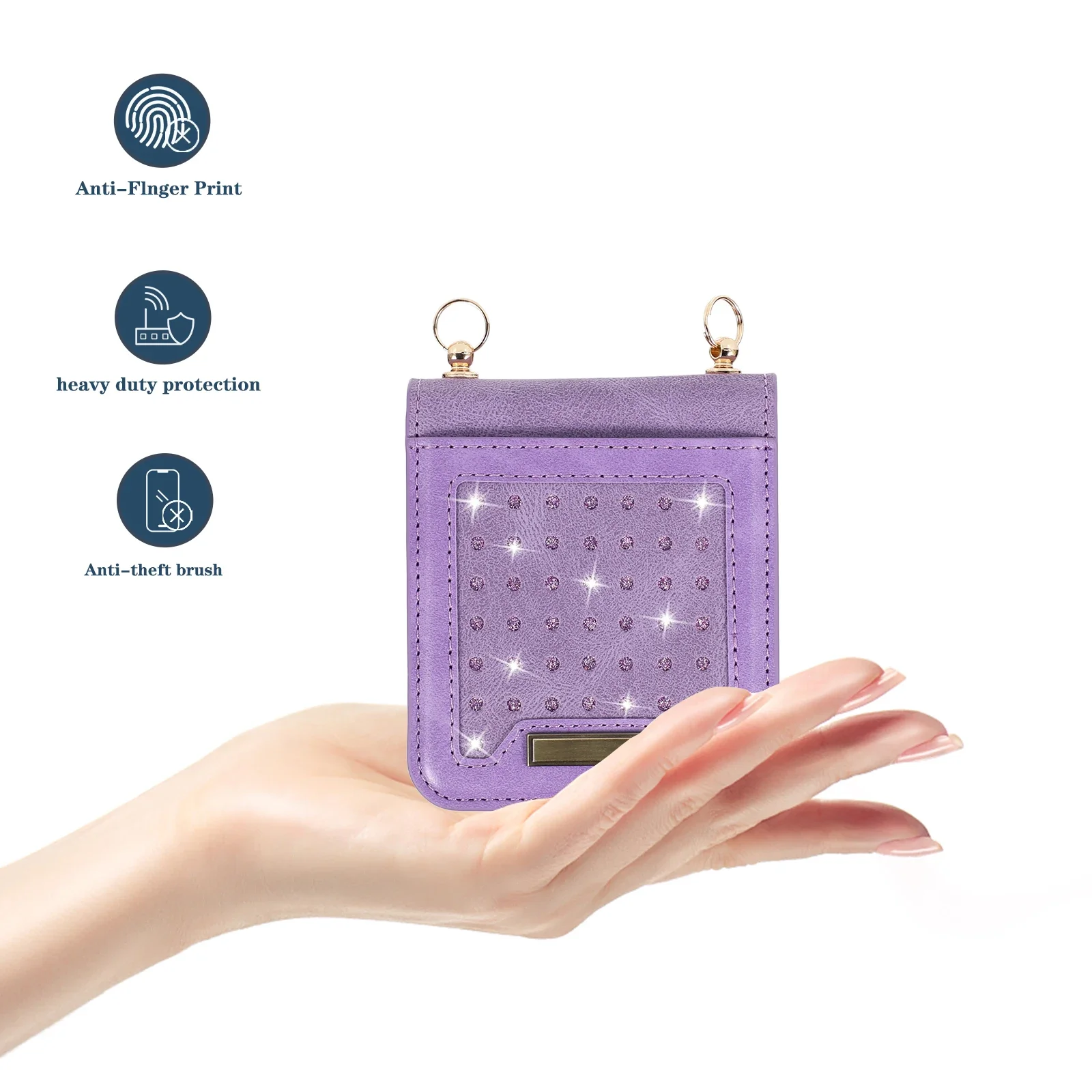 Crossbody Lanyard Cards Solt Wallet Leather Case for Samsung Galaxy Z Flip 6 5 4 3 Flip4 5G Anti-knock Cover Bling Holder Bag