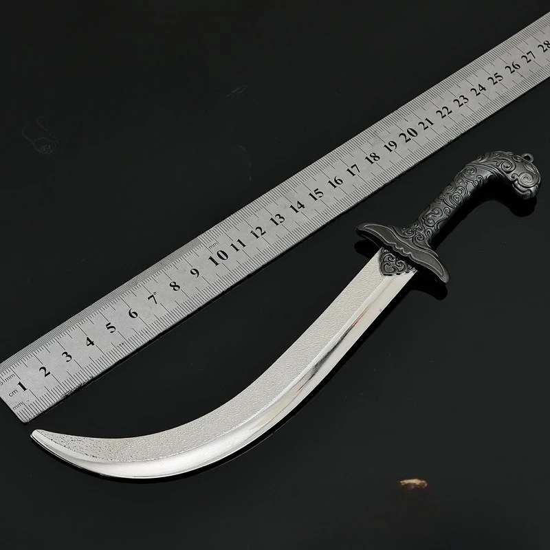 22cm/8.66in 영화 및 TV 주변기기 Scimitar 실제 강철 칼 게임 모델 키 체인 펜던트 공예 데스크탑 장식품 소년 선물