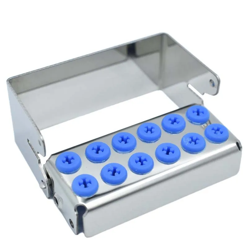 Dental Metal Holder 12 Autoclave Sterilizer Case Burs Autoclave Sterilizer Case Stainless Steel Box For Oral Care Tools