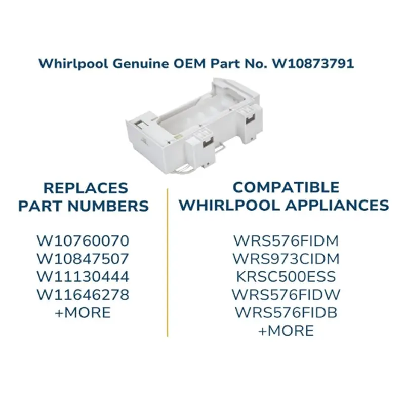 

WORTHOWN-For Whirlpool Refrigerator Replacement Ice Maker W10873791 Ice Tray Assembly-Replaces W10760070, W10798411 W10847507