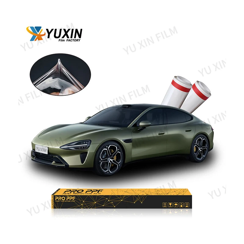 

Высокоглянцевая гидрофобная самовосстанавливающаяся пленка из ТПУ PPF 152 см * 15 м, ультрамягкая, простая в установке, пленка для автомобильной краски из ТПУ, антижелтая Ppf пленка