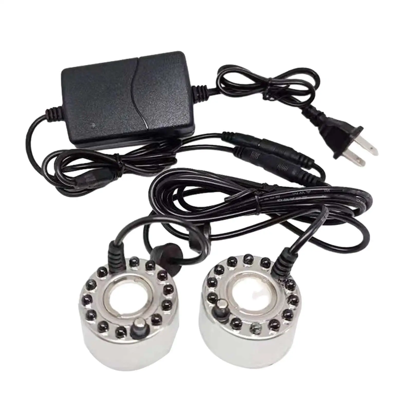 Mini Mist Fogger Mister Two Heads with Colorful Lights US 110V Adapter Waterproof for Indoor or Outdoor Fountains Versatile
