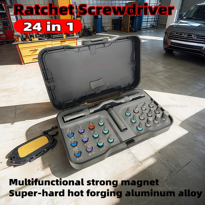 

Набор универсальных отверток с храповым механизмом 24 в 1 RS1 с магнитными битами S2, стальные аккумуляторные инструменты для ремонта, набор прецизионных отверток