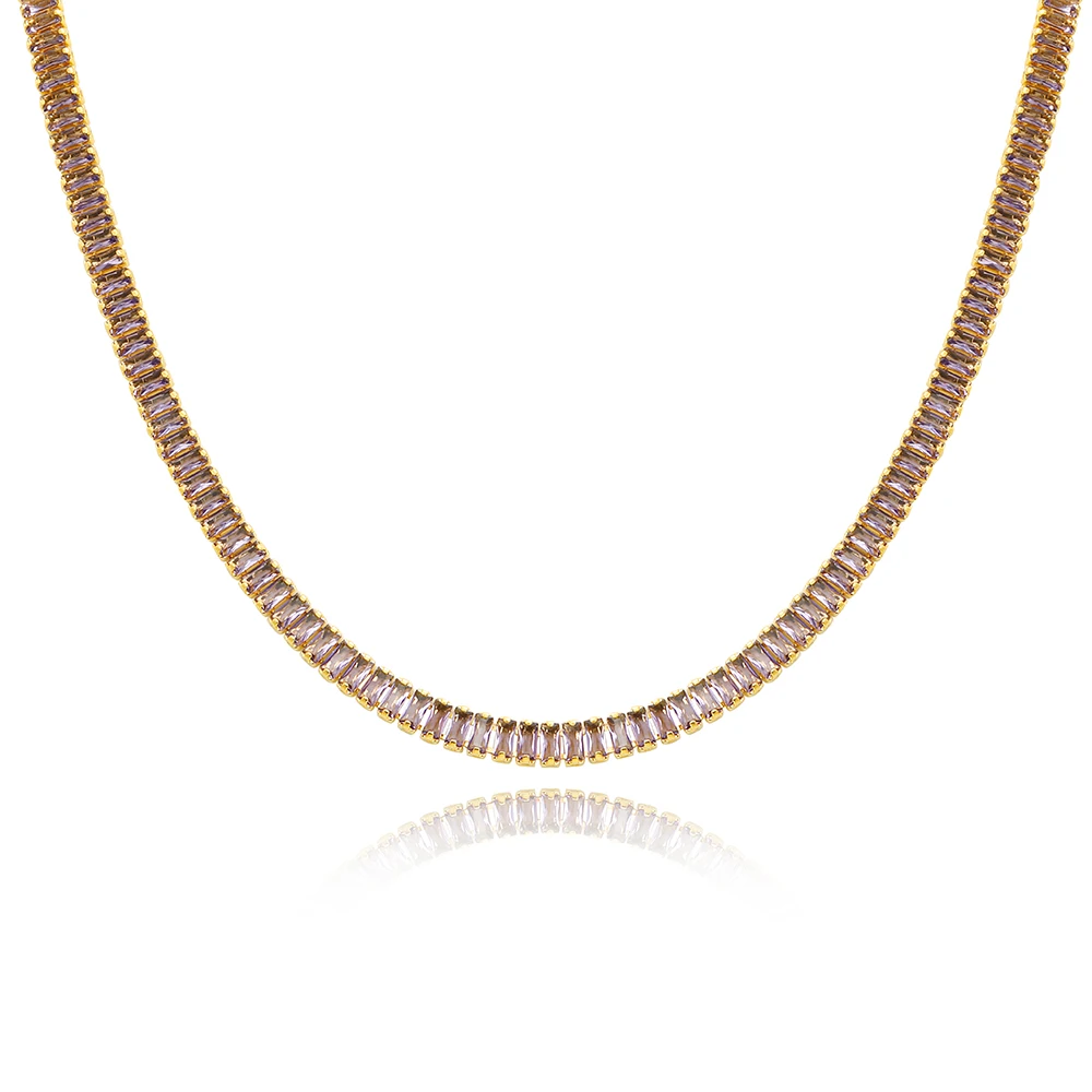 

Europe and America Hot selling Fashion Jewelry Luxury Purple Zircon Short Necklace Elegant Women's Party Accessories
