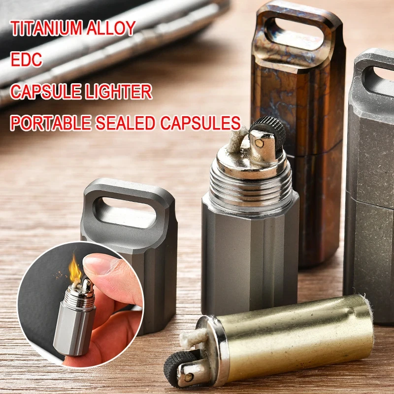 Titanium Alloy Mini Lighter Waterproof EDCColor Sealed Travel Pill Portable Storage Box