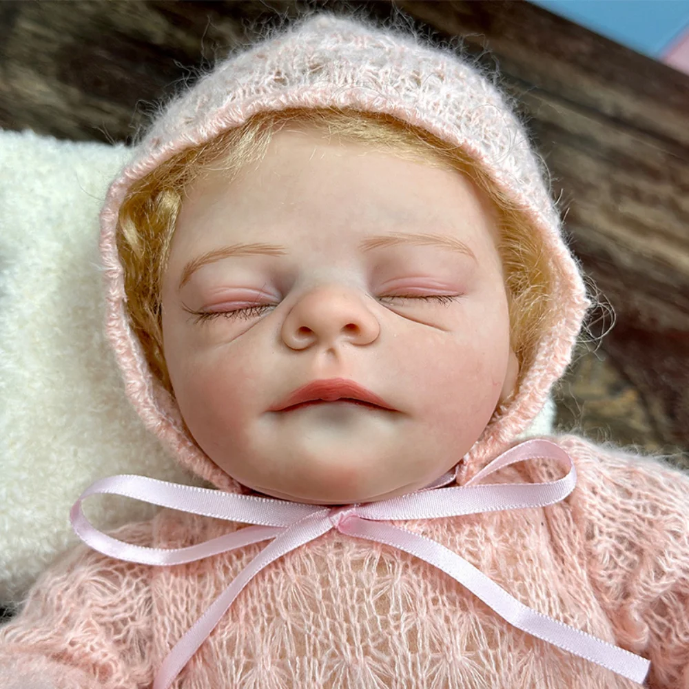 43CM Already Finished Bebe Reborn Dolls Freya Newborn Sleeping Baby Soft Cuddly Dolls Lifelike Painted Doll Implant Eyelashes