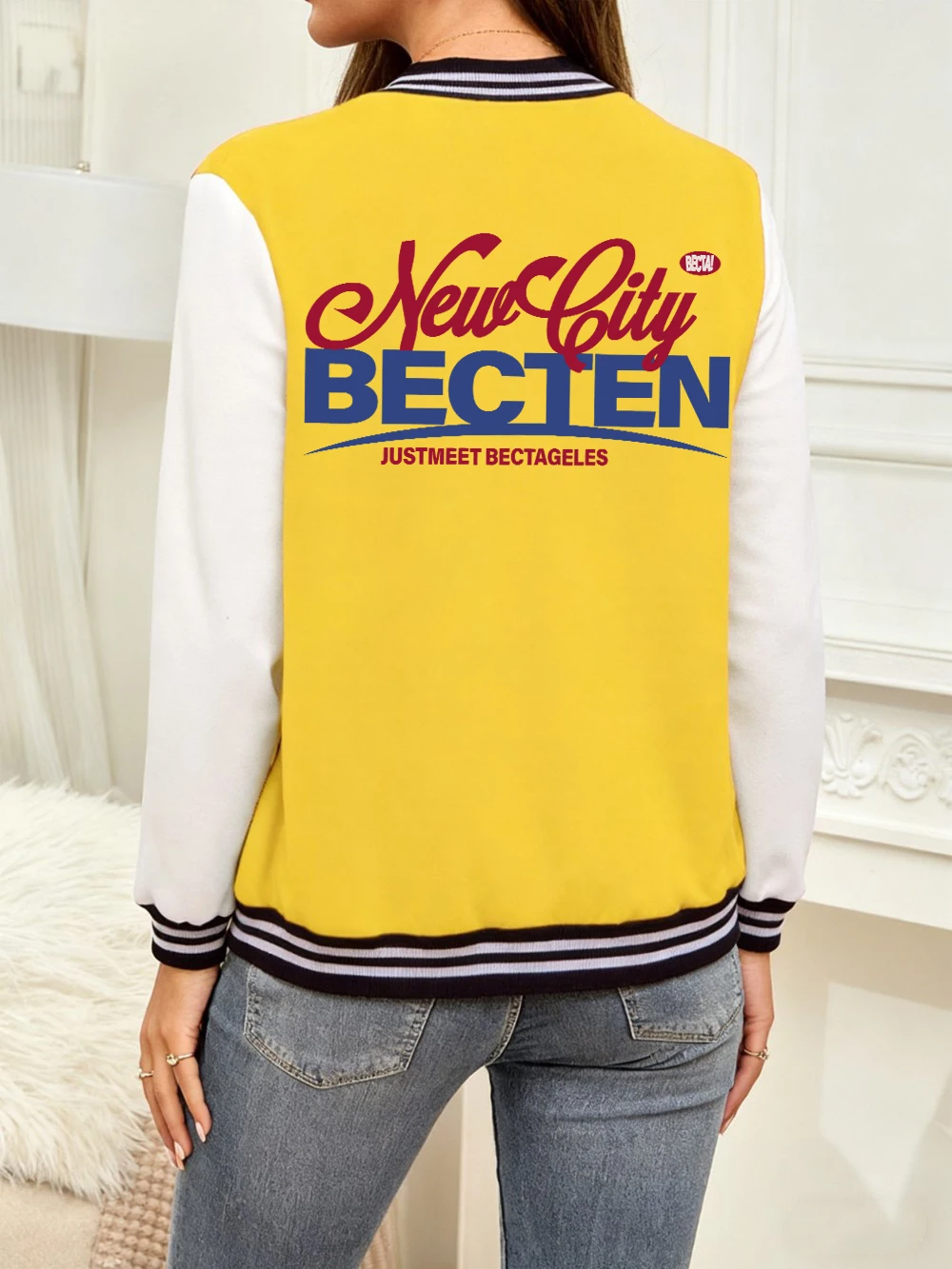 

New City Becten Just Meet Bectageles, куртки с принтами, женские хлопковые свободные бейсбольные майки, зимние теплые пальто, базовая одежда с карманами