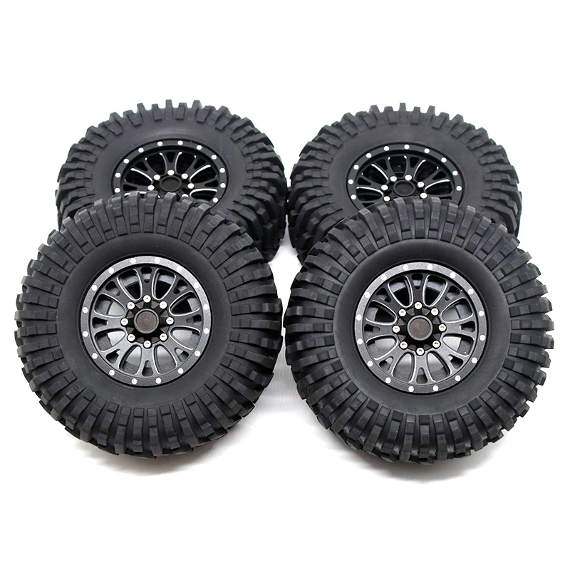 125mm 2,2-Zoll Aluminiumlegierung CNC-Radnabe mit Gummireifen für 1/10 RC Kletterauto Simulationszubehör für SCX10 TRX4