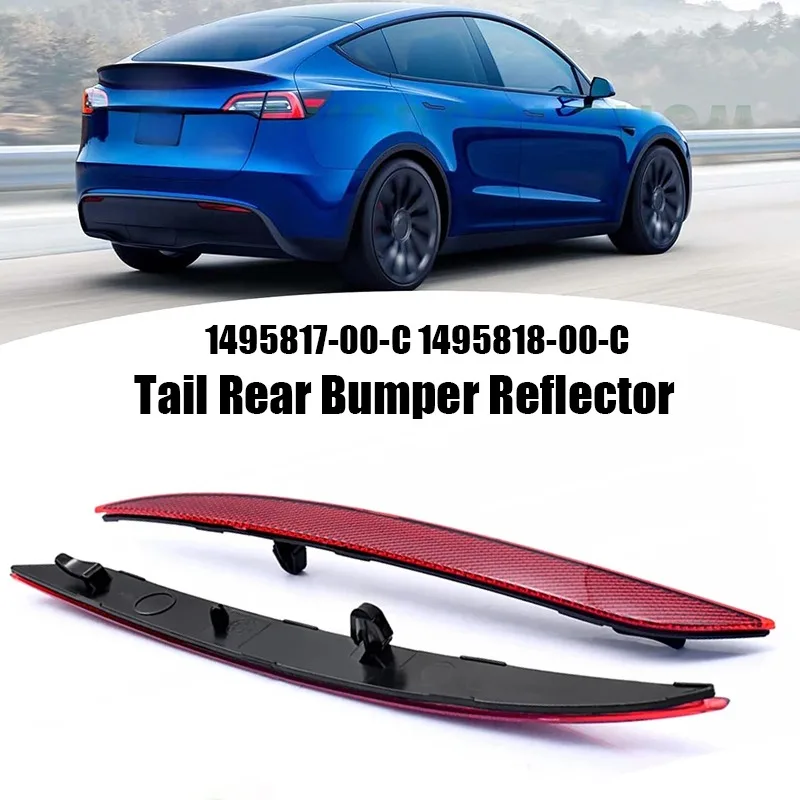 2Pcs Tail Rear Bumper Reflector Light Strip 1495817-00-C 1495818-00-C For Tesla Model Y 2020-2023 Exterior Accessories