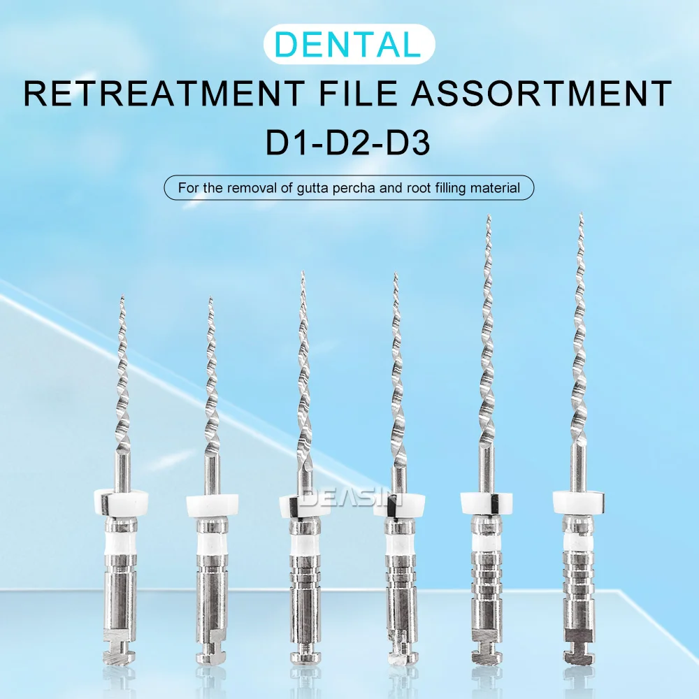 

DEASIN Dental Retreatment Engine Root Canal NiTi File D1-D3 Remove Filling Material Before Canal Re-shaping 6pcs/Box