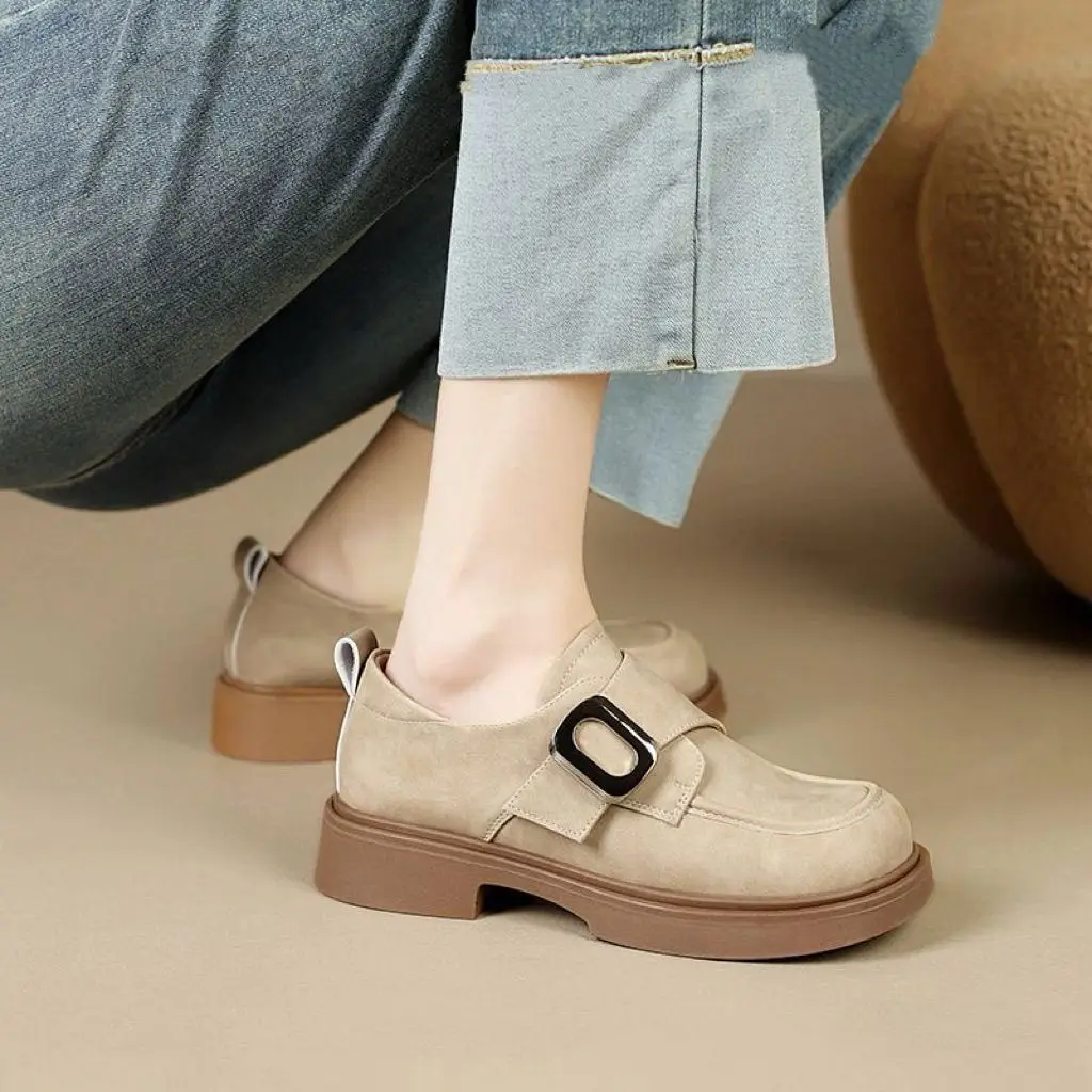 

2026 New Arrival Women's Fashion Slip-On Loafer with Thick Platform Soft Sole British Style Durable Leather Casual Shoes
