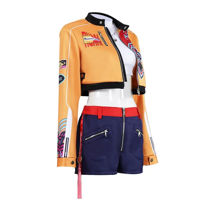 

AIAI 2025XS-XXXL Охотники на демонов Руми KPOP Girl Group Косплей Костюм Парик Желтая жизненная форма Хэллоуин Вечеринка Сексуальный наряд для