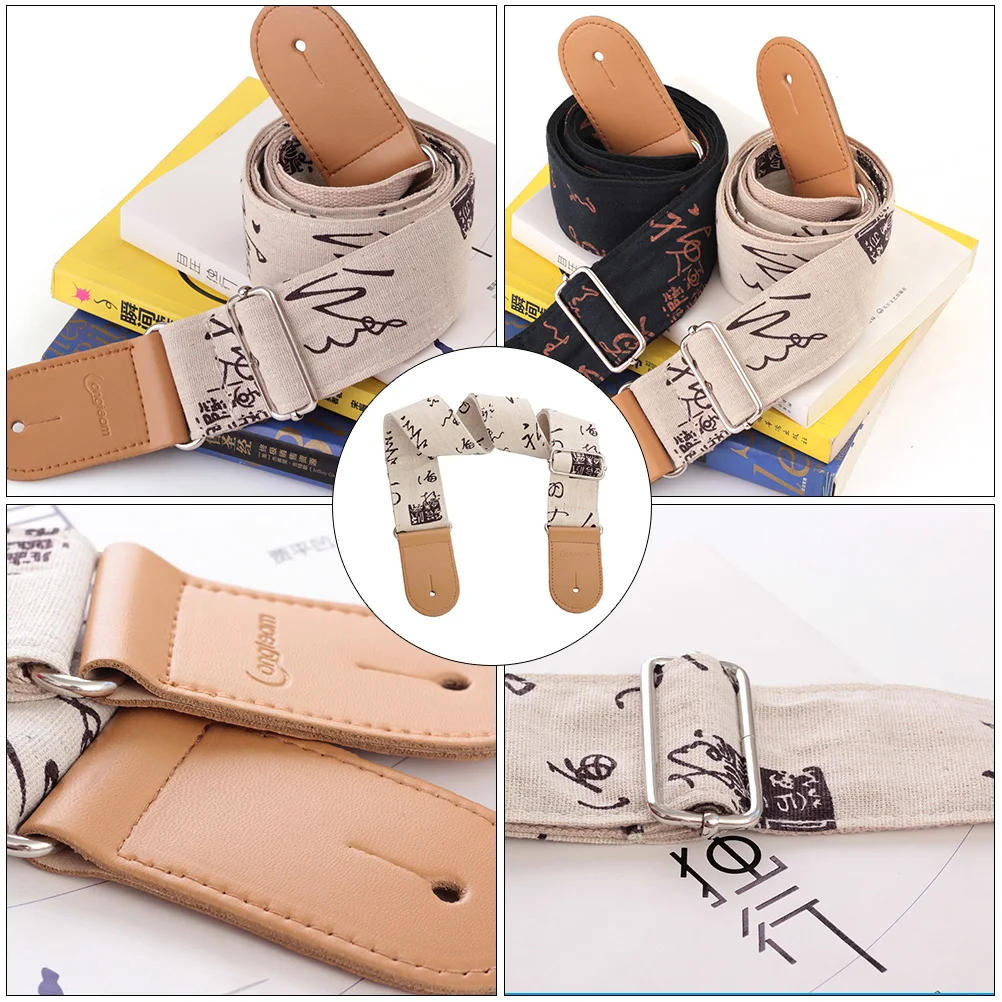 

While Belt Cotton and Linen Guitar Shoulder Straps with Adjustable Accessory Classical Woven Bass Electric Locks Man
