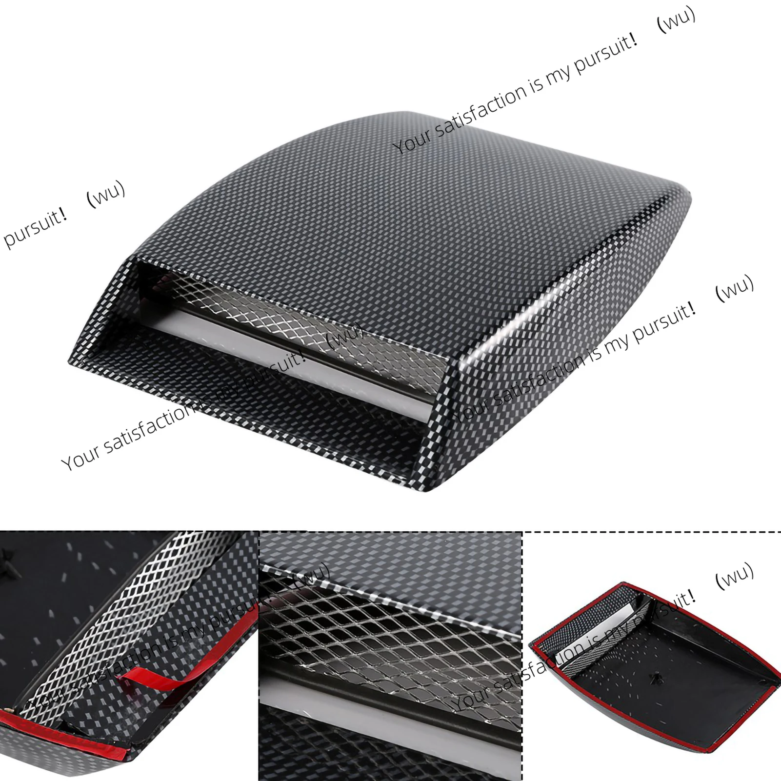 Car Decorative Air Flow Intake Scoop Bonnet Vent Sticker Cover Hood Carbon Fiber
