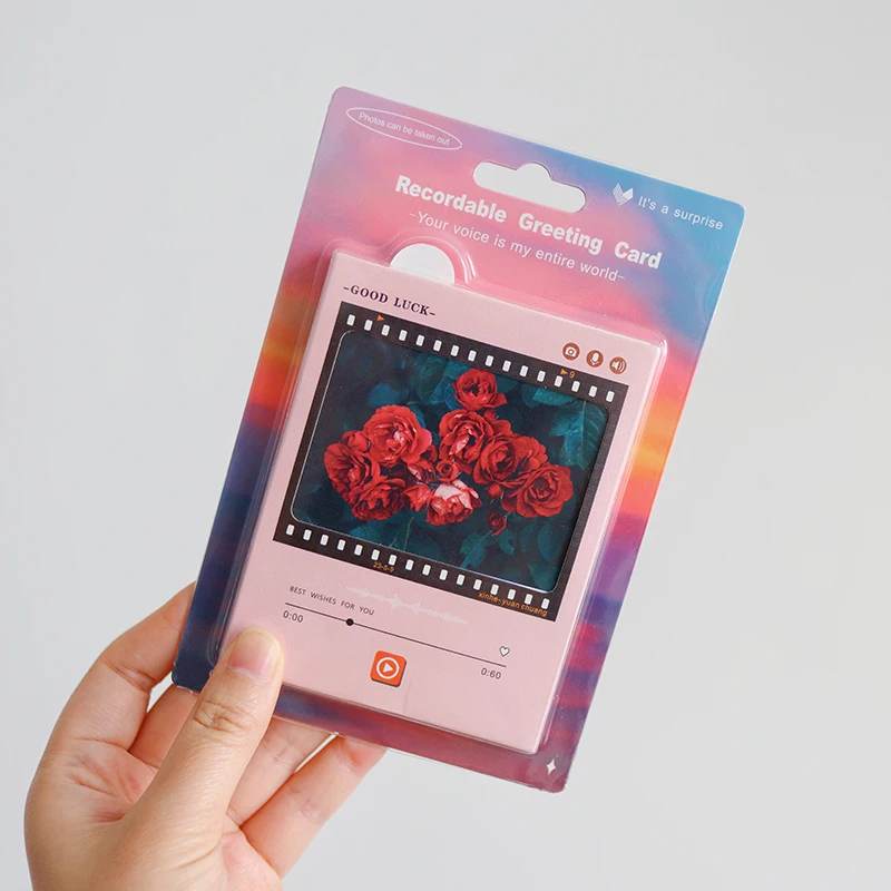 Pop Up Audio Card 3D Recordable Greeting Card Voice Chip For Valentine Anniversary Surprise Re Recordable Message Romantic Gift