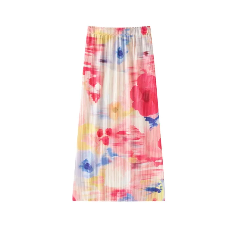 Miyake Pleated Printed Pleated Skirt for Women Summer New 2026 Original Draped Fashionable Elegant Casual Mid-Length Skirt Pleat