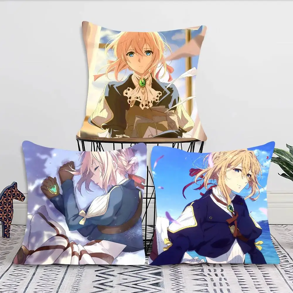 Violet Eternal Garden Animated Movie Pillow Case Fashion Square Pillowcase Bedroom Sofa Room Ins Decoration Leisure